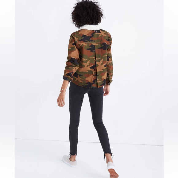 MADEWELL Northward Cropped Army Jacket in Cottontail Camo: Sherpa Edition - Picture 3 of 14